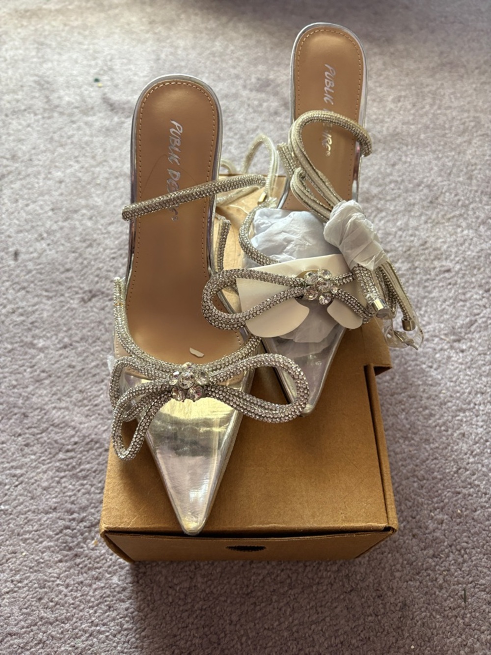 Elegant Silver Embellished Pointed Toe Heels